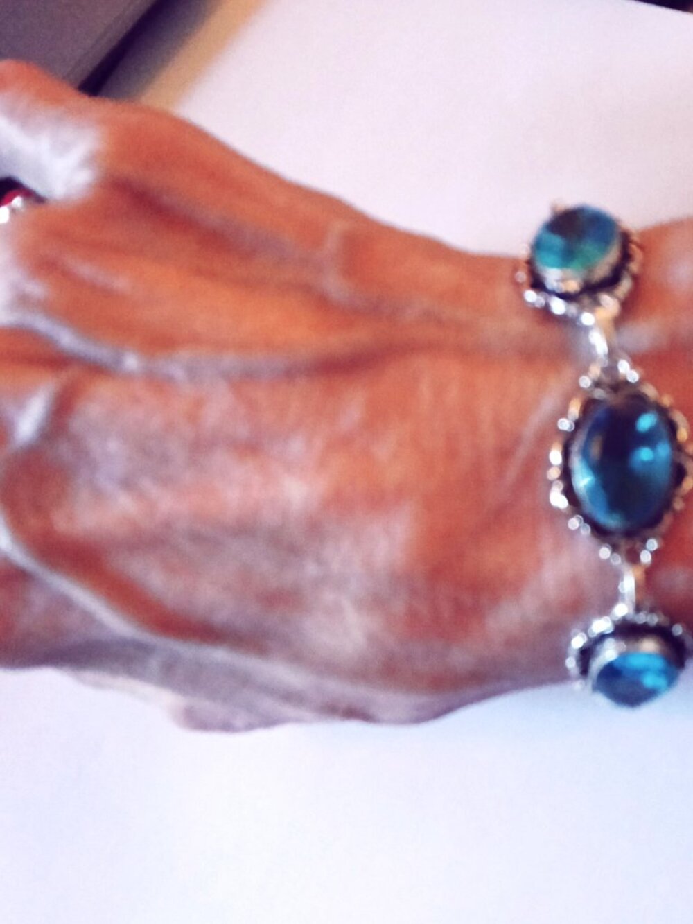 Blue Topaz Gemstone Sterling Silver Bracelet Jewelry 18 Gms - Picture 3 of 3